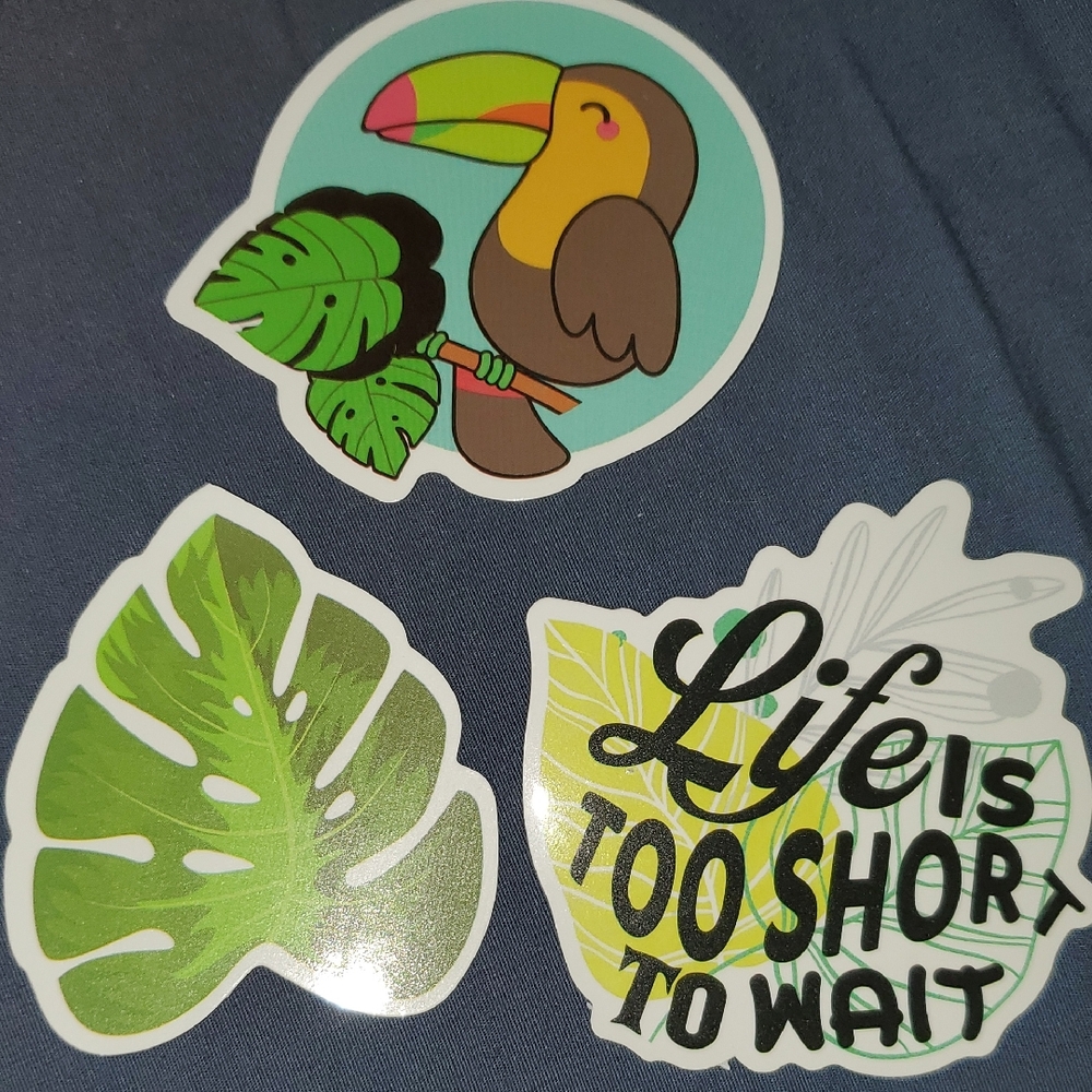🌈FREE W/BUNDLE🌈 Set Of 3 Tropical Toucan & Leaf Stickers